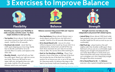 3 Exercises to Improve Balance (Senior Exercise Poster)